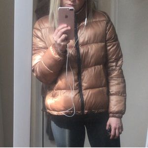 Gap rose gold asymmetrical primaloft coat